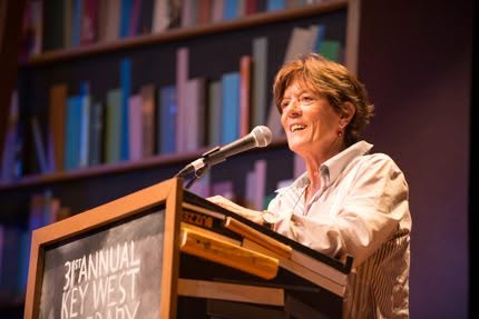 Rosalind Brackenbury reading at the podium of the 31st Annual Key West Literary Seminar