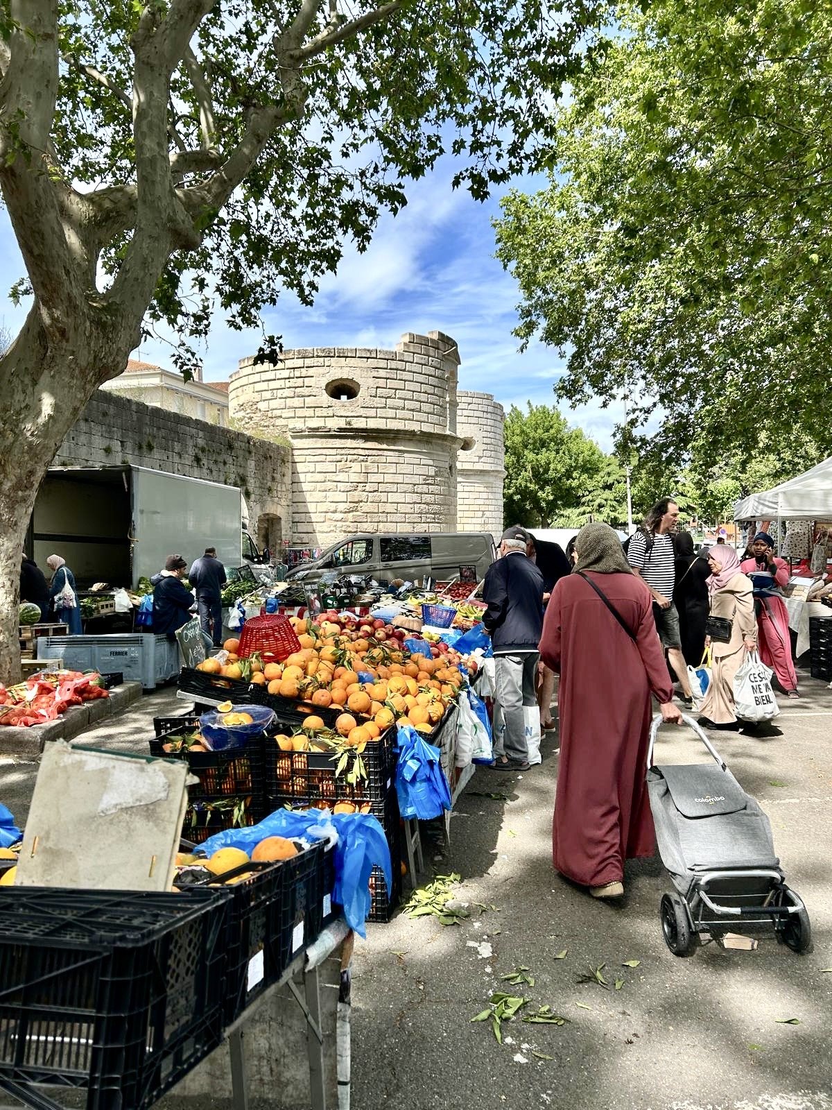 The market outside the old town walls of Arles